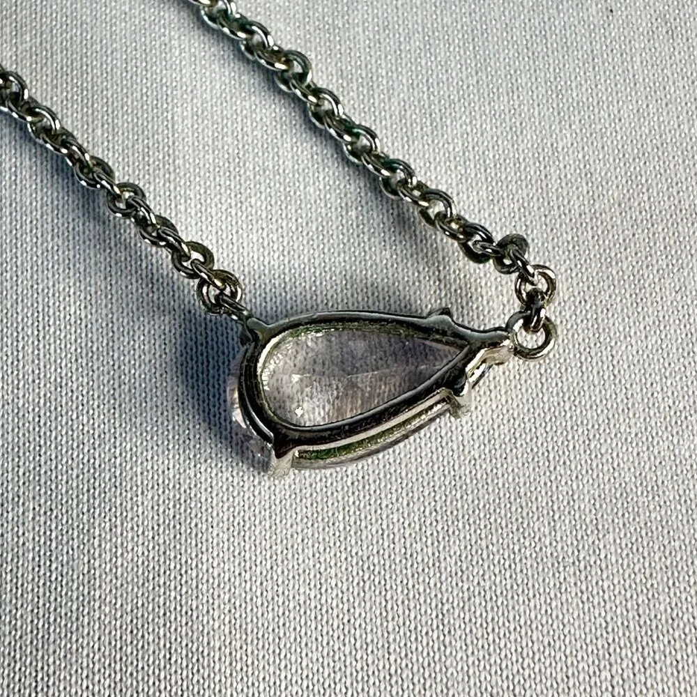 Park Lane Peyton Necklace 2 Carats CZ Pear-Shaped Pendant Silver-Tone Adjustable - Picture 7 of 7